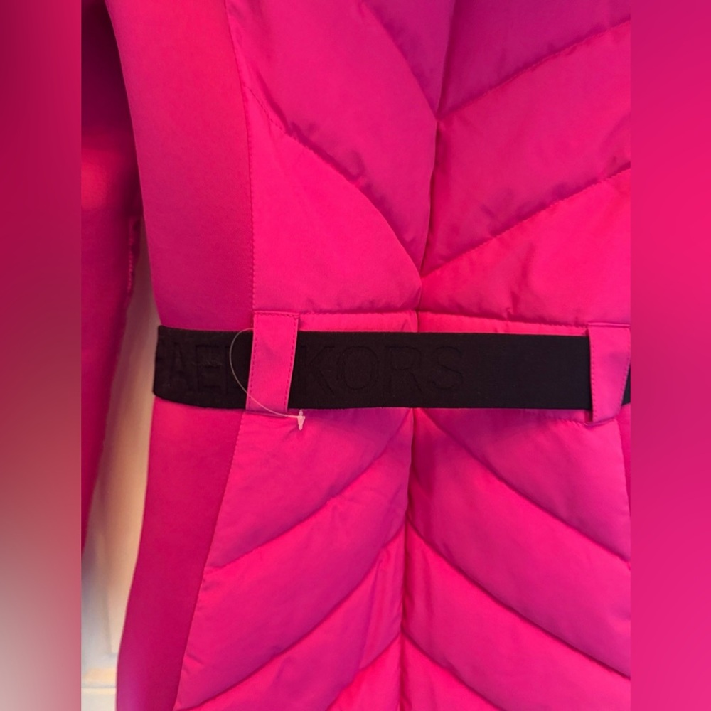 🆕MICHAEL Michael Kors Hot Pink Hooded Belted Puffer Coat ~New w/o tag! SIZE:S - Picture 8 of 9
